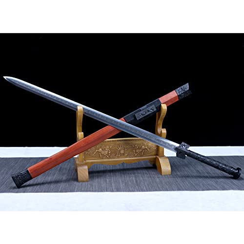 LQSMX sword Chinesisches Schwert/scharf/Katana Schwert echt Zweihändiges Schwert, Langes Schwert 42.5in Schwerter echte Waffen Handgeschmiedeter Manganstahl von LQSMX sword