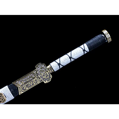 LQSMX sword Chinesisches Schwert/scharf/Katana Schwert echt Zweihändiges Schwert, Langes Schwert 42.5in Schwerter echte Waffen Handgeschmiedeter Manganstahl von LQSMX sword