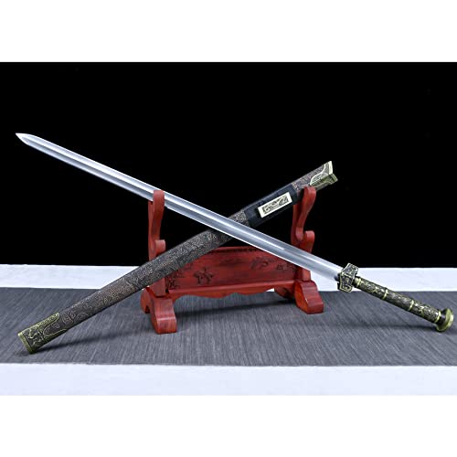 LQSMX sword Chinesisches Schwert/scharf/Zweihändiges Schwert, Einhandschwert 42.5in Schwerter echte Waffen Handgeschmiedeter Manganstahl von LQSMX sword