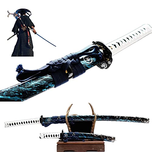 LQSMX sword Ghost of Tsushima Schwert, EIN Satz echter Samuraischwirter Katana Schwert Handgeschmiedeter hoher Manganstahl von LQSMX sword