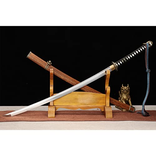 LQSMX sword Japanisches 98-Stil Militäroffiziermesser echtes Katana Schwert 41in Samurai Schwert Handgeschmiedeter Stahl T1095 scharf von LQSMX sword
