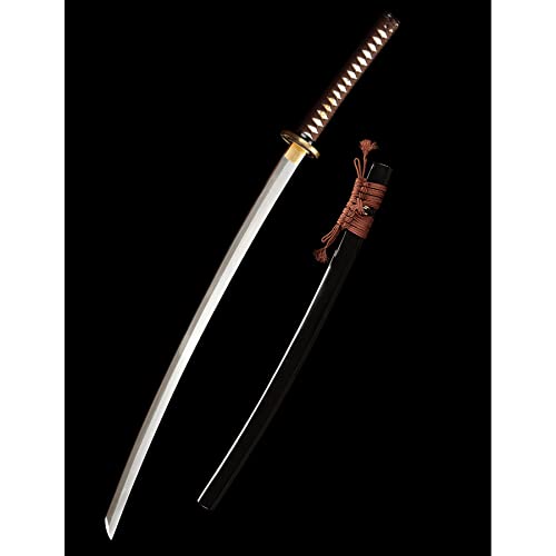 LQSMX sword Rurouni Kenshin 41in Samuraischwert/scharf/Samuraischwert mit umgekehrter Klinge Schwerter echte Waffen Damaszenerstahl/Karierter Stahl von LQSMX sword