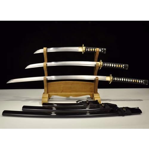 LQSMX sword Samurai Schwert 3-teilig Set scharf Katana Handgeschmiedeter 1045 Stahl Geschenk, Dekoration und Überleben im Freien von LQSMX sword