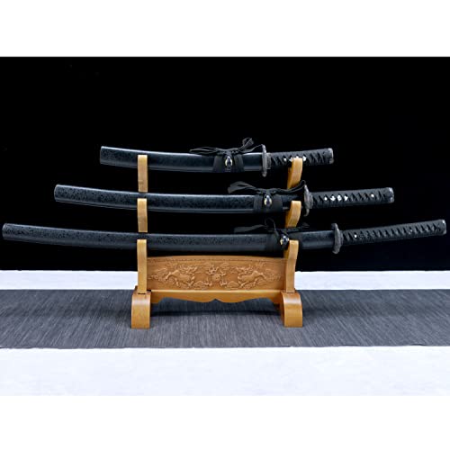 LQSMX sword Samurai Schwert 3-teilig scharf Set Handgeschmiedeter hoher Manganstahl Geschenk, Dekoration und Überleben im Freien von LQSMX sword