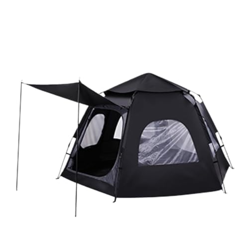 Tent for Camping Schwarzes Sechseckiges Zelt, Outdoor-Camping for 5–8 Personen, Zusammenklappbares, Automatisches, Schnell Zu Öffnendes Reise-Camping-Schattenzelt Zelte (Color : Black, Size : A) von LQVAIPT