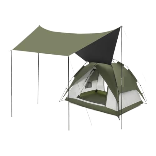 Tent for Camping Überdachungszelt, Zwei-in-Eins-Outdoor-Camping-Vinyl-Sonnenschutz-Klappzelt, Tragbar, Schnelle Kontoeröffnung Zelte (Color : Green, Size : A) von LQVAIPT