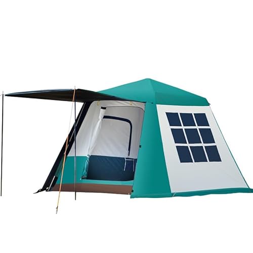 Tent for Camping Verdicktes, Automatisches Vinyl-Aluminiumstangen-verdicktes, Doppelschichtiges, Regensicheres Campingzelt for 3 Bis 4 Personen Zelte (Color : Green, Size : A) von LQVAIPT