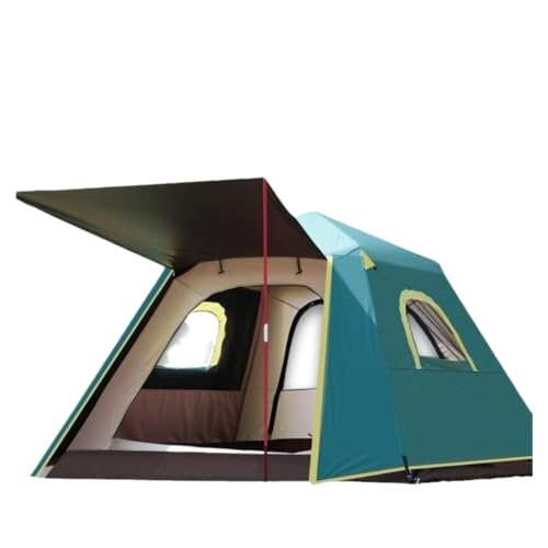Tent for Camping Vollautomatisches, Regensicheres, Verdicktes Familien-Doppelschicht-Doppelzelt Aus Aluminiumstangen-Vinyl Im Freien Zelte (Color : Green, Size : A) von LQVAIPT
