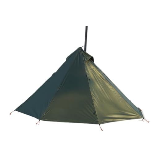 Tent for Camping Wasserdichtes Camping-Doppelschicht-Zelt-Set for Den Außenbereich, Einzelner Holzofen, Pyramiden-Kaminzelt, Campingzelt Zelte (Color : Green, Size : A) von LQVAIPT