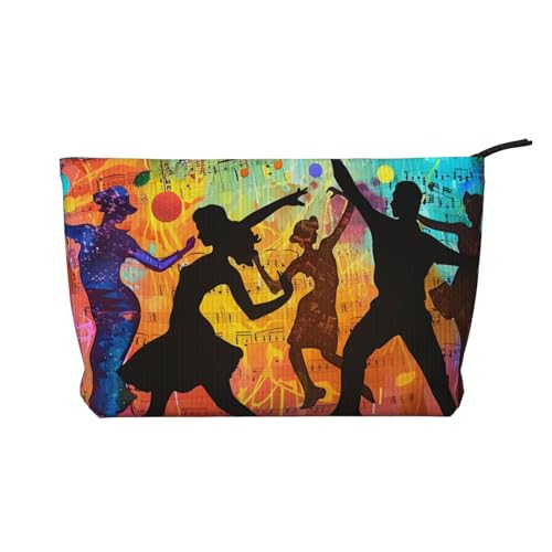 Bedruckte Make-up-Tasche aus Kordsamt, Reise-Kosmetiktasche, Kosmetiktasche, Kulturbeutel, Organizer für Damen, Mutter, Mädchen, Tanzen mit Musik, Einheitsgröße, Kulturbeutel von LRHCNZDCP