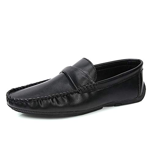 LRUII Loafer-Schuhe für Herren, einfache Mokassins, Penny-Loafer, Leder, Flacher Absatz, flexibel, rutschfest, für den Außenbereich von LRUII