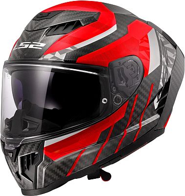 LS2 FF807 Dragon Carbon Trax, Integralhelm - Schwarz/Rot/Grau - XS von LS2