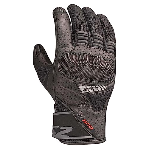 LS2 Handschuhe Air Raptor schwarz Größe XL | geeignet für den Frühling;Sommer | hochwertigen Leder/Air mesh | Abriebfestigkeit | Reißfestigkeit | Aufprallschutz | Ergonomisch | von LS2