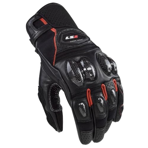 LS2 Handschuhe Spark 2 Leder schwarz/rot Größe M | geeignet für den Frühling;Sommer;Herbst | hochwertigen Leder | Abriebfestigkeit | Reißfestigkeit | Aufprallschutz | Ergonomisch | von LS2