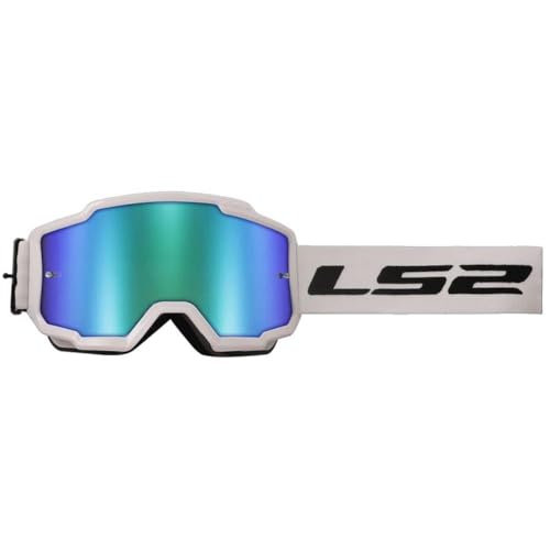LS2 MX Brille Charger White With H-V, Mirror Green Linse von LS2