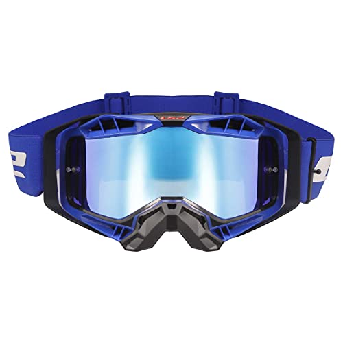 LS2 Motocross-Helm-Brille mit Pinlock, Aura-Pro-Brille, Schwarz/Blau mit Iridium-Visier von LS2