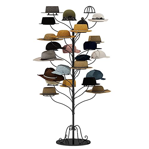 Freistehender Hut-Perücken-Ausstellungsständer für Erwachsene für mehrere Hüte, kommerzielle Kappen-Organizer und Aufbewahrung für Ballkappen/Hut-Sammlung (Farbe: Schwarz, Größe: Platz für 30 Hüte) von LSDFW