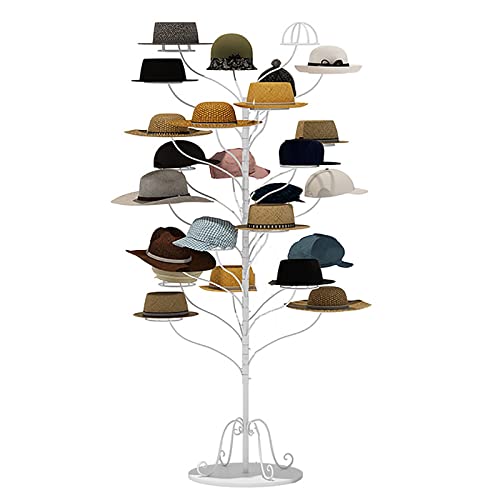 Freistehender Hut-Perücken-Ausstellungsständer für Erwachsene für mehrere Hüte, kommerzielle Kappen-Organizer und Aufbewahrung für Ballkappen/Hut-Sammlung (Farbe: Weiß, Größe: Platz für 25 Hüte) Hello von LSDFW