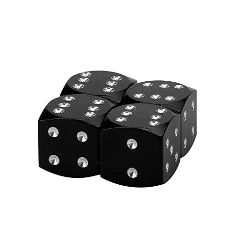 LSGGTIM Valve Caps 4pcs Dice Dustproof Valve Caps Aluminum Alloy Tire Valve Caps Cover for Car Bike Motorcycle Tyre Wheels Black von LSGGTIM