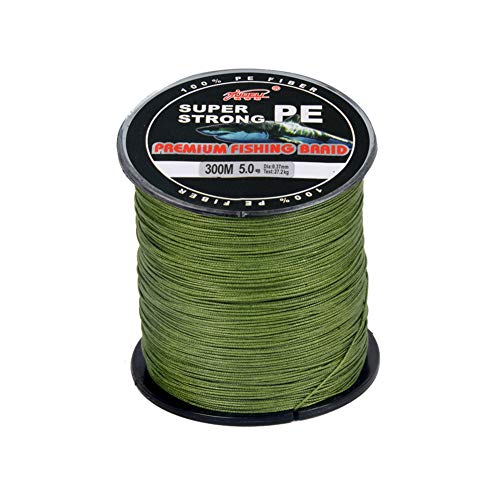 LSHEL Geflochtene Angelschnur 4 Fach Braided Fishing Line 300m, Armeegrün, 1.5#0.20mm/9.9kg/22lb von LSHEL