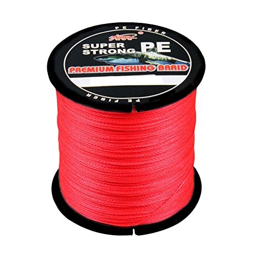 LSHEL Geflochtene Angelschnur 4 Fach Braided Fishing Line 300m, Rot, 1.0# 0.16mm/8.3kg/18lb von LSHEL