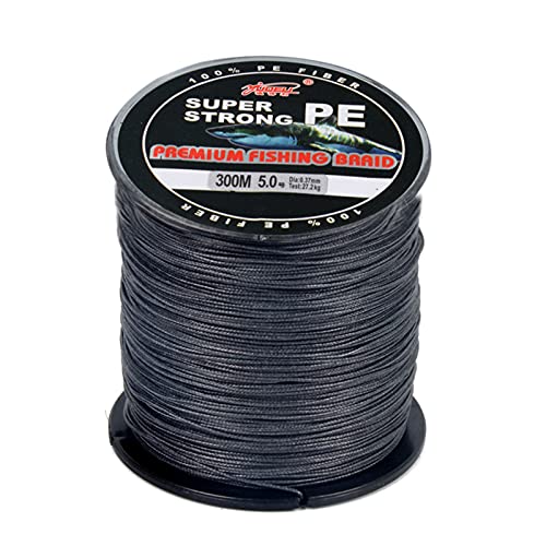 LSHEL Geflochtene Angelschnur 4 Fach Braided Fishing Line 300m, Schwarz, 5.0# 0.37mm/27.2kg/50lb von LSHEL