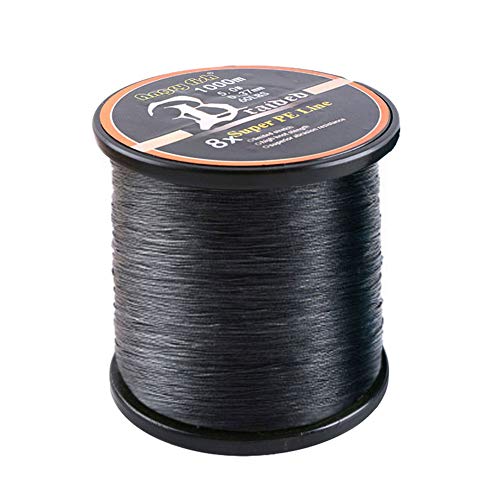 LSHEL Geflochtene Angelschnur 8fach 1000m PE Super Starke Geflochtene Schnüre, Schwarz, 8.0# 0.50mm/36.28kg/80lb von LSHEL