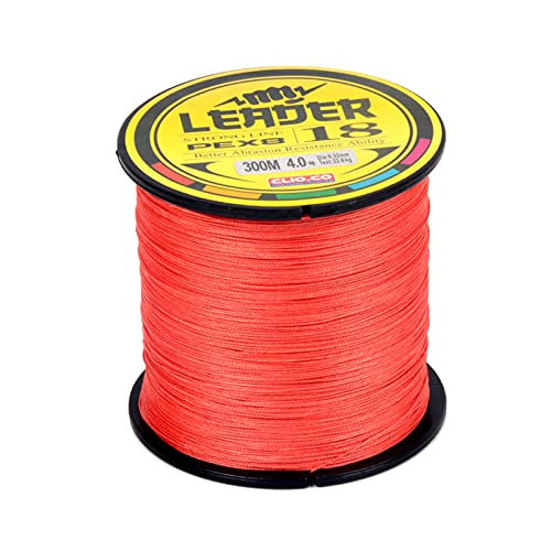 LSHEL Geflochtene Angelschnur 8fach 300m PE Super Starke Geflochtene Schnüre für Süßwasser Salzwasser, Rot, 3.5# 0.30mm/20.8kg/40lb von LSHEL