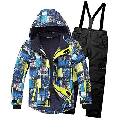 LSHEL Kinder Skianzug Jungen Winddicht und Wasserdicht Softshell Skihose Skijacke Mädchen Verdickung Schneeanzüge, Top + Schwarze Hose, 146-152 LSHEL Kinder Skianzug Jungen Winddicht und Wasserdicht Softshell Skihose Skijacke Mädchen Verdickung Schneeanzüge, Top + Schwarze Hose, 146-152 von LSHEL