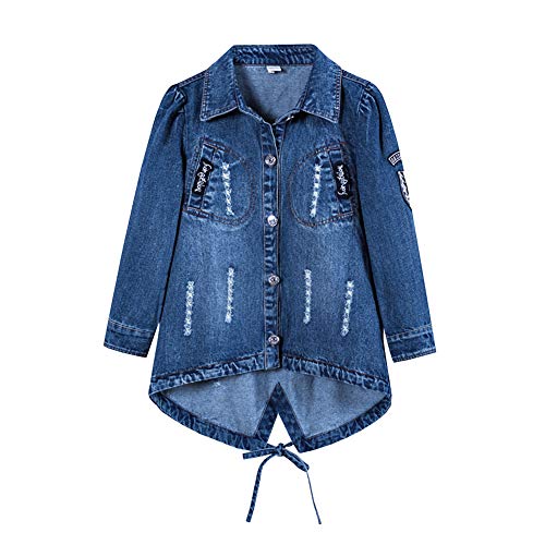 LSHEL Neue Mädchen Mode lässig Jeansjacke, Blau, 146 von LSHEL