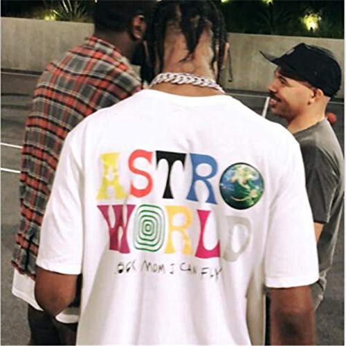 LSJTZ Baumwolle, TravisScotts, Astroworld Bilder, kreatives Thema, kurzärmelige, männliche und weibliche Modelle,Weiß,S von LSJTZ