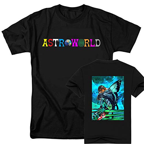 LSJTZ Kreatives Drucken Travis Scott komfortable Baumwolle Kurzarm-Unisex Rapper Astroworld,Black4,L von LSJTZ