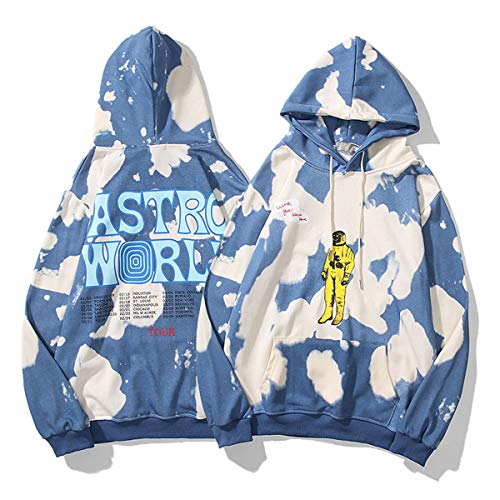 LSJTZ Tie-Dye, TravisScotts kreative Thema Astroworld langärmlige Hoodie Stern-Unterstützung,Blau,L von LSJTZ