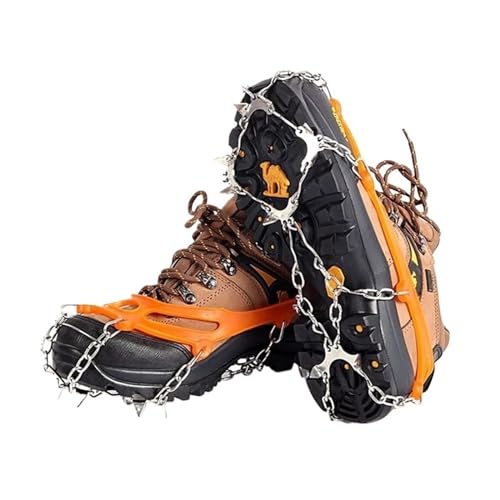 Anti-Rutsch Schuhspikes 10 Zähne Stahl-Eisgreifer-Spike for Schuhe, rutschfest, Wandern, Klettern, Schneespikes, Steigeisen, Stollen, Kettenkrallen, Griffe, Stiefelabdeckung 732 (Size : Orange Size 3 von LSYHHXC