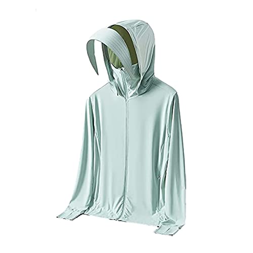 LTHTX Lightweight Sun Protection Clothing for Men and Women, Long Sleeve Ice Silk Zip Up Sun Protection Hoodie with Pockets (Women-Green,M) von LTHTX