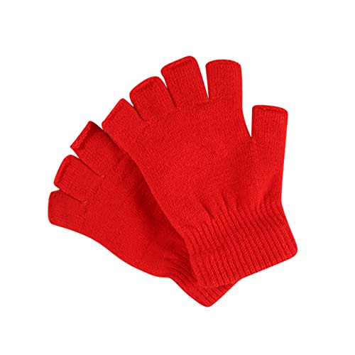 Handschuhe Zeigen Feste Woll-Damen-Radsport-Stretch-Herren-Strickhandschuhe und farbige Fingerschreibhandschuhe Lange Handschuhe Rot von LTWOTEJNG