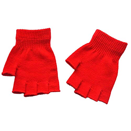 Mitte häkeln Winter warme Unisex-Strickhandschuhe Halbfinger Fingerlose Handschuhe für Erwachsene Rote Handschuhe Damen von LTWOTEJNG