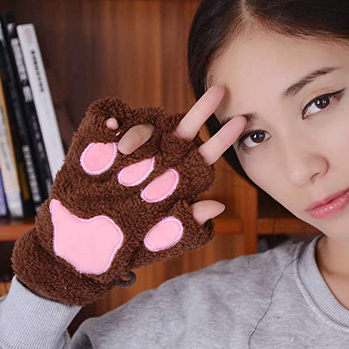 Zubehör Half-Finger Warm Cute Cartoon Thick Fleece Halfter Bear's Gloves Gloves Gloves Women's Gloves Fingerless Gloves Mickey Maus Tasche von LTWOTEJNG