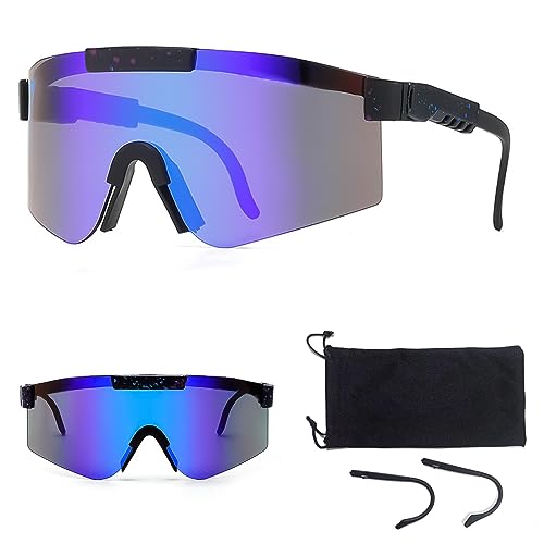 LUBOXIN Schnelle Brille Rave Fahrradbrille Sonnenbrille Herren Damen Polarisierte Sonnenbrille Sport Schutzbrille für Outdoor-Sportarten wie Radfahren, Laufen, Skifahren, Golf, Wandern(Blau) von LUBOXIN
