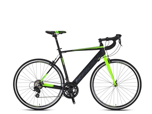 LUCHS Rennrad KRON 28" Zoll 56cm Rahmenhöhe RC1000 Rennrad Alu Rahmen Fahrrad 14 Gang, Kettenschaltung, ALU Rahmen 14-Gang Körpergröße 175-185cm 56cm Rahmen (Grün) von LUCHS