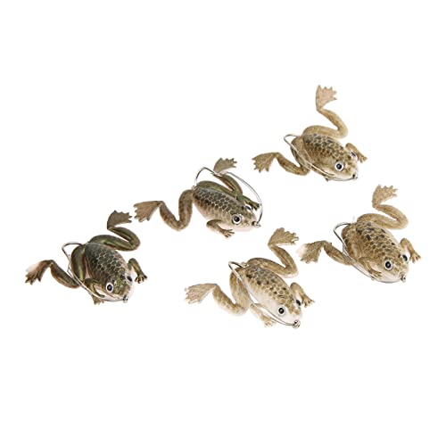 Froschköder, Weich, Lebensecht, Künstlicher Gummi-Schwimmköder mit Haken Zum Angeln, 5 Stück, 3 G (Brown) von LUCKDANO