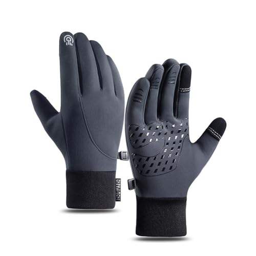 LUCKKY Hochwertige Thermohandschuhe, Premium Thermo Gloves, Herren Winter Touchscreen Thermohandschuh, Laufhandschuhe wasserdichte Winddichte rutschfest Winterhandschuhe (Grau, M) von LUCKKY