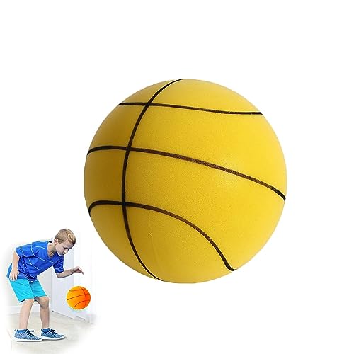 Silent-Basketball für Kinder im Innenbereich, Handleshh Silent Basketball, Leiser Basketball, Indoor-Training-Schaumstoffball (24CM, Gelb) von LUCKKY