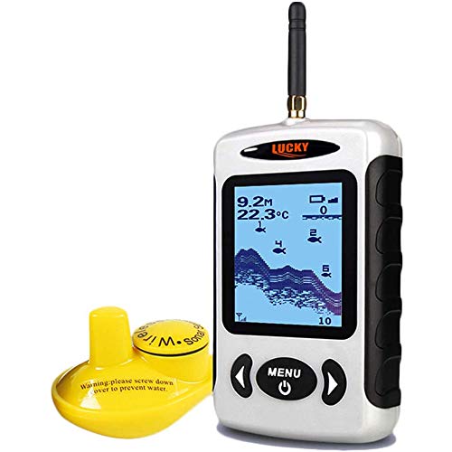 LUCKY Drahtloser Fischfinder Sonarsensor Tragbarer Sonar Fischfinder LCD Display Tiefenmesser zum Angeln Eisfischen Kajakfischen von LUCKY