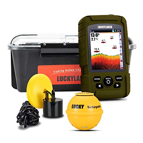 LUCKY Kabellos Handheld Fischfinder Boot verkabelt Transducer Fisch Finder Sensor Sonar wasserdicht Tragbare Tiefenmesser für Eisfischen Seefischerei Kajak von LUCKY