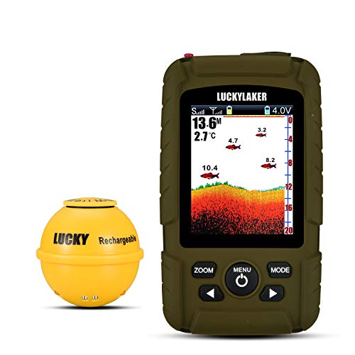 LUCKY Tragbarer Sonar Fischfinder Bootstiefe Fischen Fischfinder Wasserdichter Handheld Kabellos Angelfinder Kajak Schallkopf Tiefenmesser für Eisfischer von LUCKY