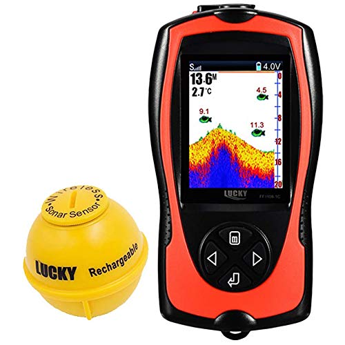 LUCKY Tragbarer Fischfinder Wandler Sonarsensor Wasser Tiefenmesser LCD Bildschirm Echolot Fischfinder zum Eisfischen Meeresangeln von LUCKY