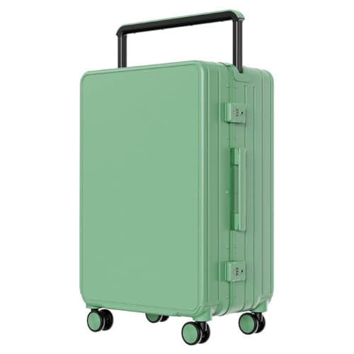 LUDAOER Trolley-Koffer Breiter Trolley-Koffer Mit Aluminiumrahmen, Universal-Radgepäck, TSA-Passwort, Zollschloss-Boarding-Koffer Reisekoffer (Color : Green, Size : 22IN) von LUDAOER