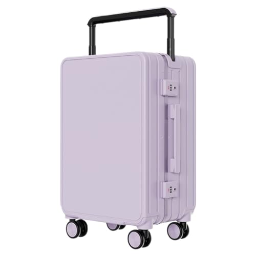 LUDAOER Trolley-Koffer Breiter Trolley-Koffer Mit Aluminiumrahmen, Universal-Radgepäck, TSA-Passwort, Zollschloss-Boarding-Koffer Reisekoffer (Color : Purple, Size : 22IN) von LUDAOER