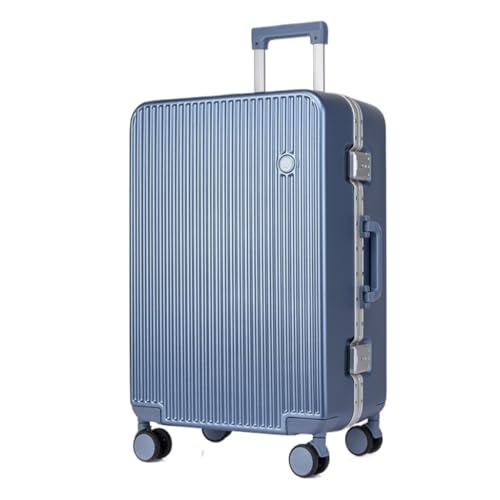 LUDAOER Trolley-Koffer Hartschalen-Gepäckkoffer mit Aluminiumrahmen, 20-Zoll-Boarding-Koffer, Lang- und Kurzstreckengepäck-Trolley Reisekoffer (Color : Blue, Size : 26in) von LUDAOER